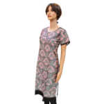 Sambalpuri Kurti Grey and Black Motif Design Short Sleeves | OdishaHandicrafts.COM