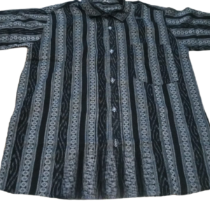 Sambalpuri Mens Half Shirt Black and Grey Stripes | Odisha Handicrafts