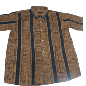 Sambalpuri Mens Half Shirt Brown and Black Stripes | Odisha Handicrafts