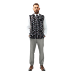 Sambalpuri Jacket Black and White Design Male Model View | OdishaHandicrafts.COM