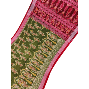Sambalpuri Saree Green Body and Red Color Border | OdishaHandicrafts.COM