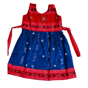 Sambalpuri Kid's Dress Blue and Red | OdishaHandicrafts.COM