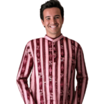 Sambalpuri Men's Kurta Pink Swastik Design Close-up | Odisha Handicrafts