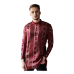 Sambalpuri Men's Kurta Marron Pasapali Design Front View | Odisha Handicrafts